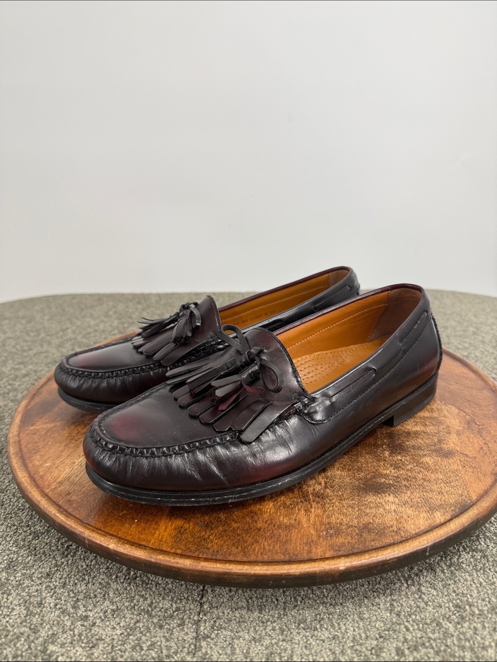 Cole Haan Shoes Mens 10 D Kiltie Tassel Loafers Burgundy Leather Slip On Preppy
